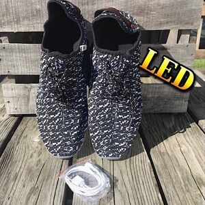 - LED Black/White Fly Knit Sneakers! NEW!